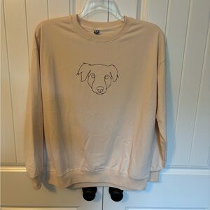 NWOT Dog Drawing Sweatshirt. XL. Off white/beige